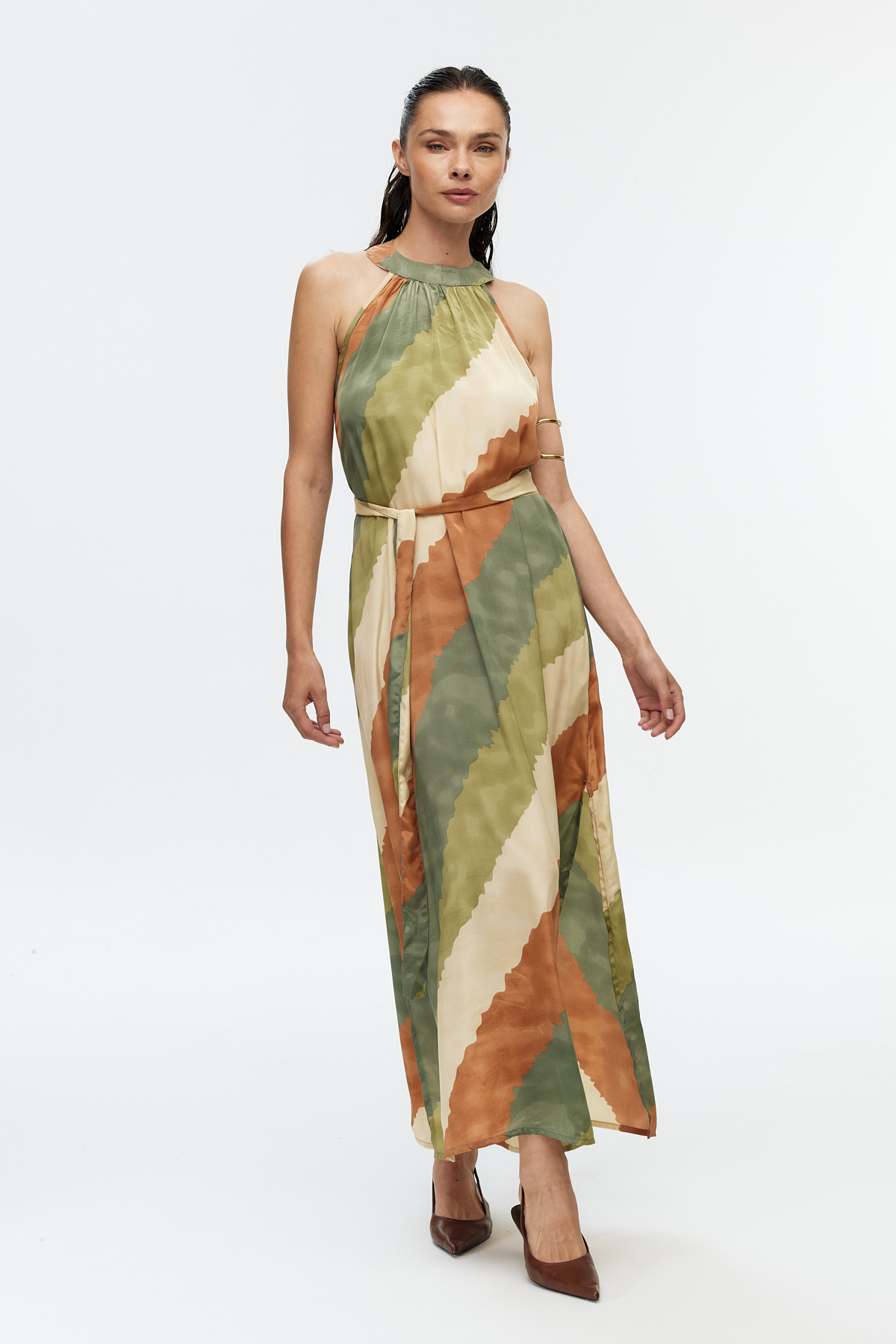 Halter yaka maxi elbise 2
