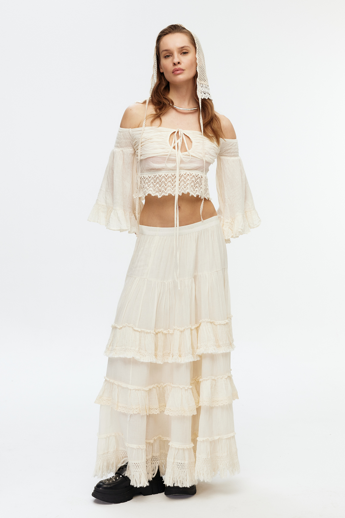 Ekru cotton vintage crop top 2