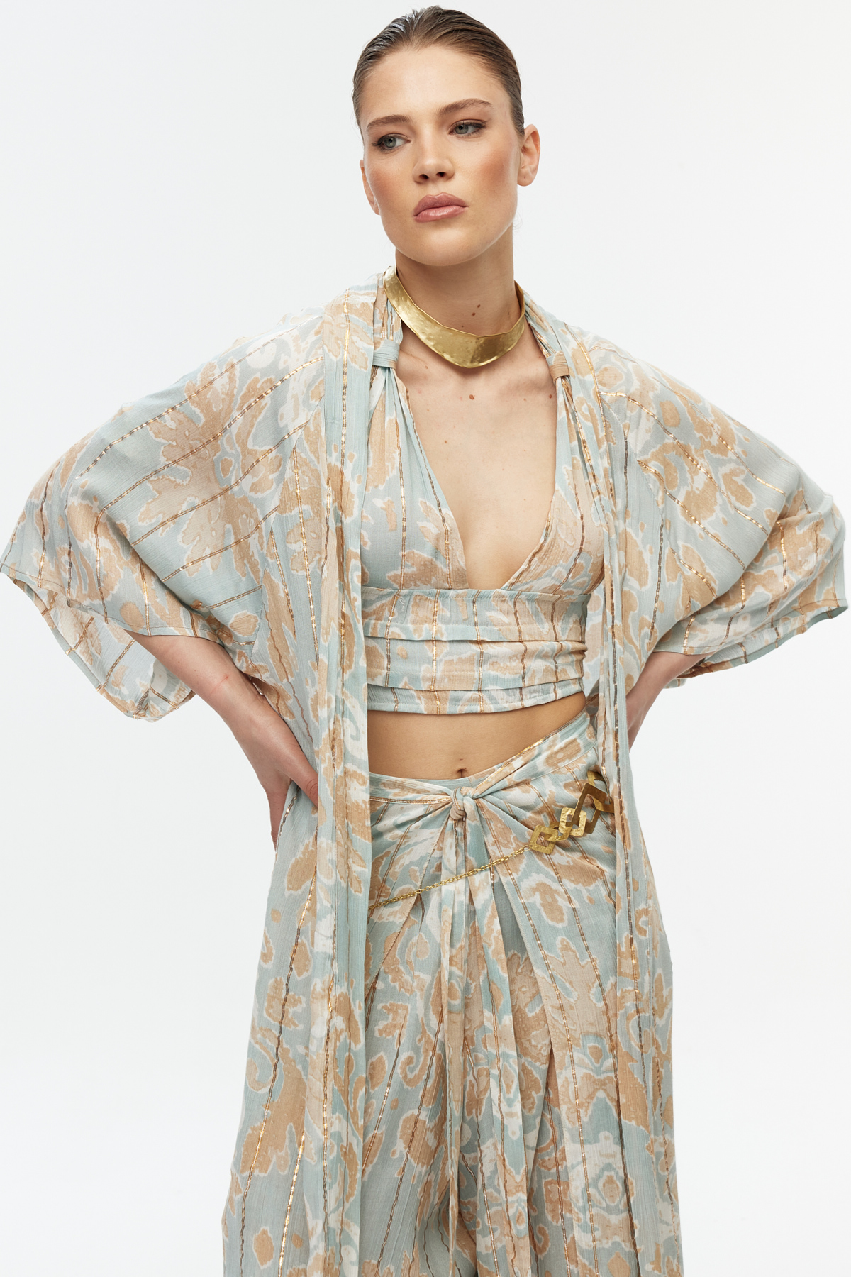 Bohem desenli uzun kimono 6
