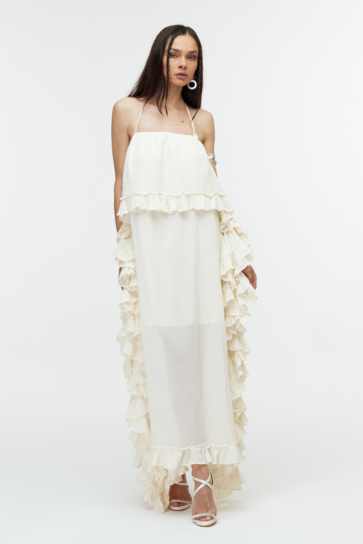 Ekru cotton elbise 2