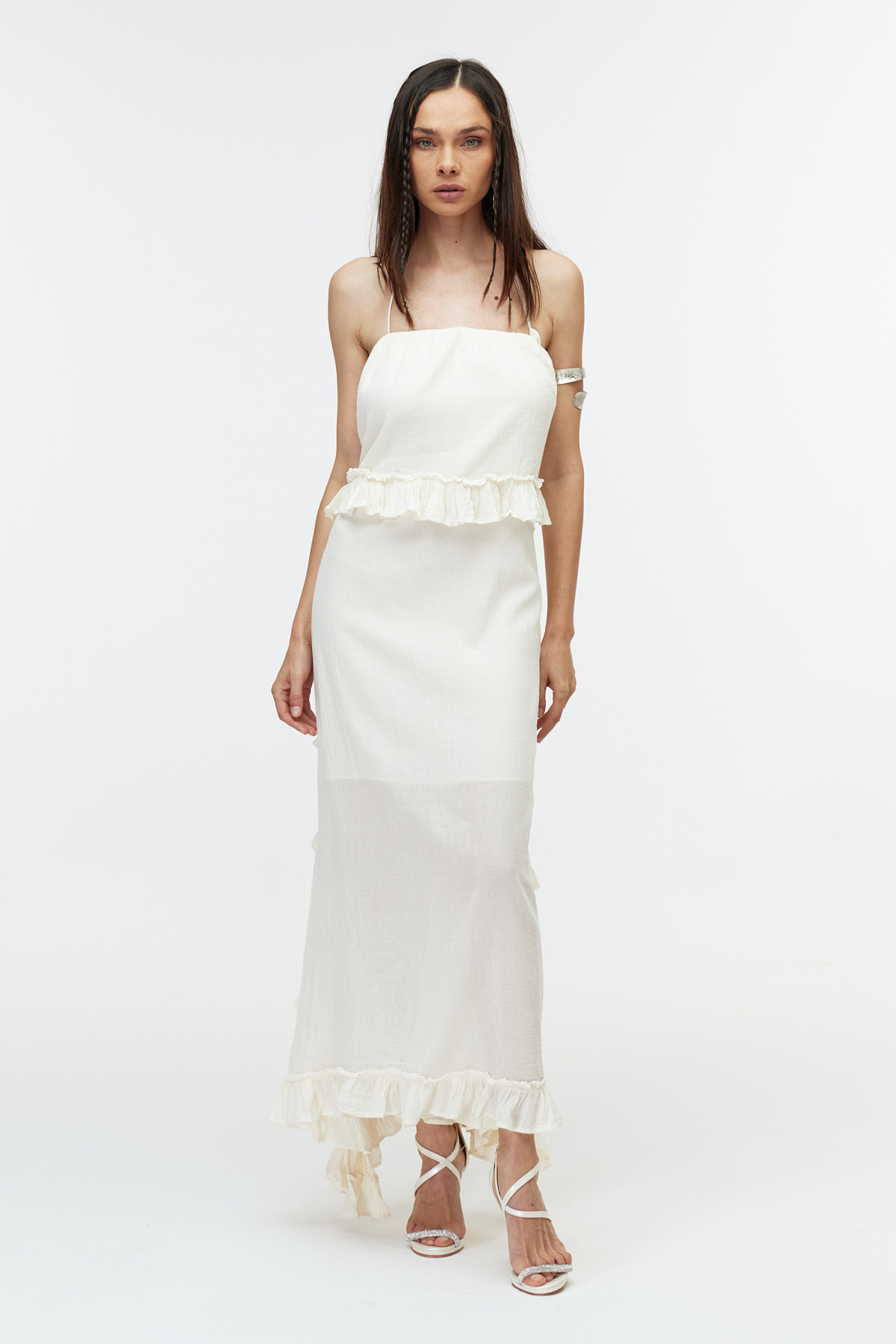 Ekru cotton elbise 3