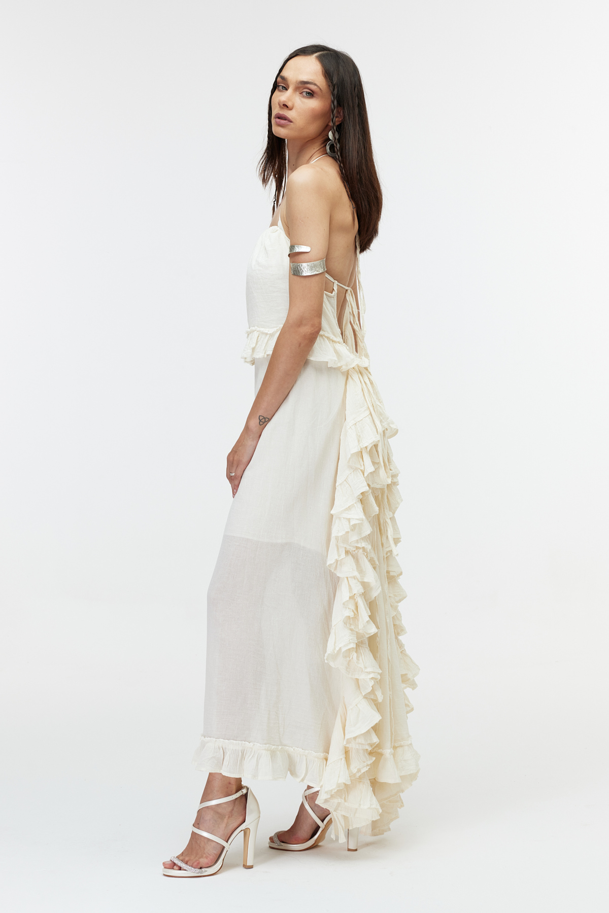 Ekru cotton elbise 4