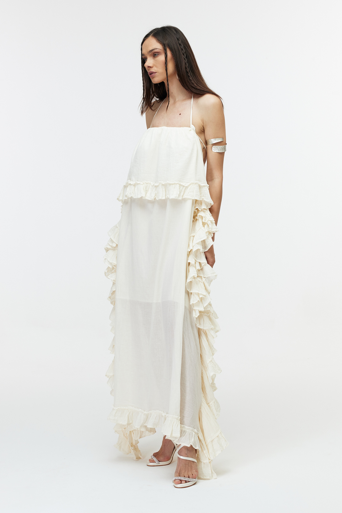 Ekru cotton elbise 5