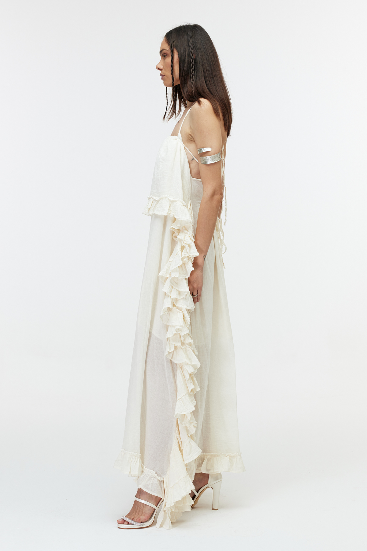 Ekru cotton elbise 6