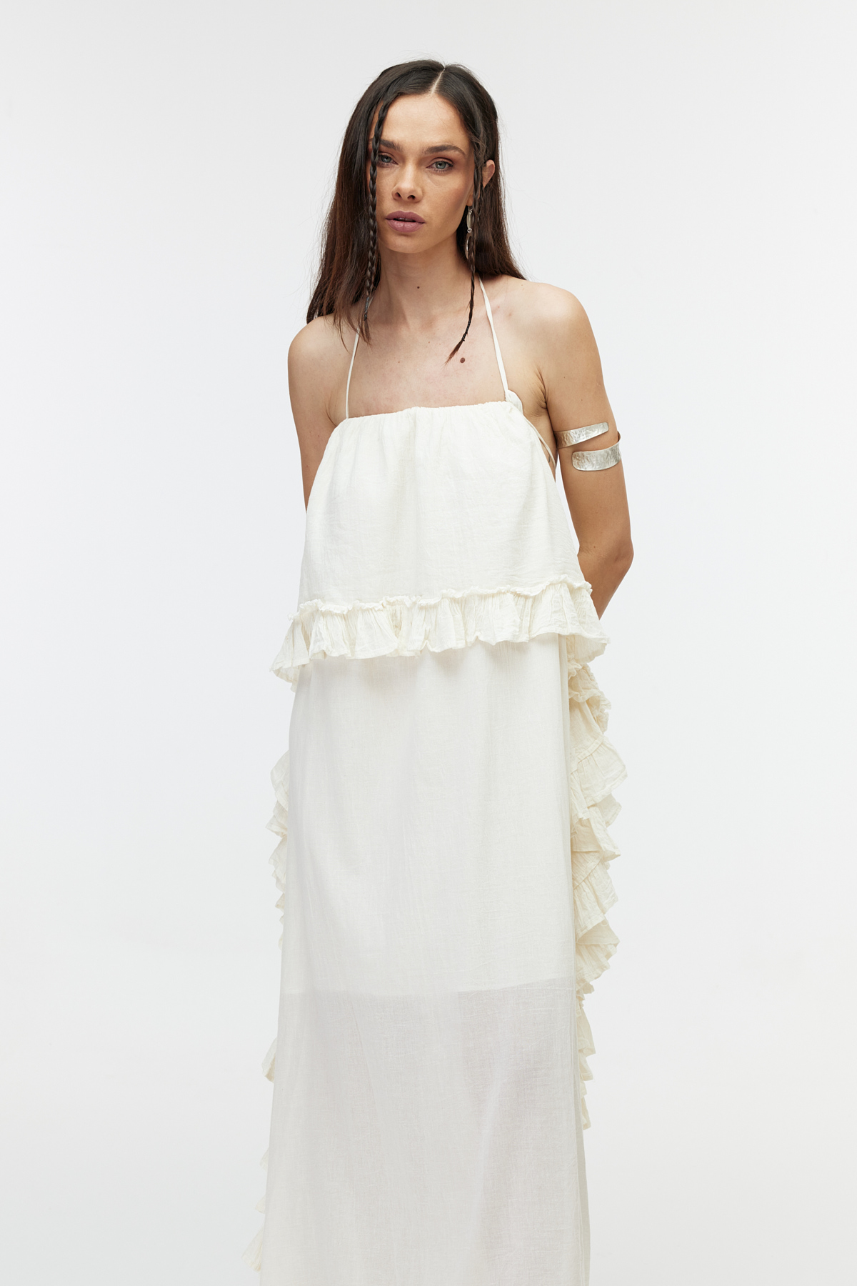 Ekru cotton elbise 8