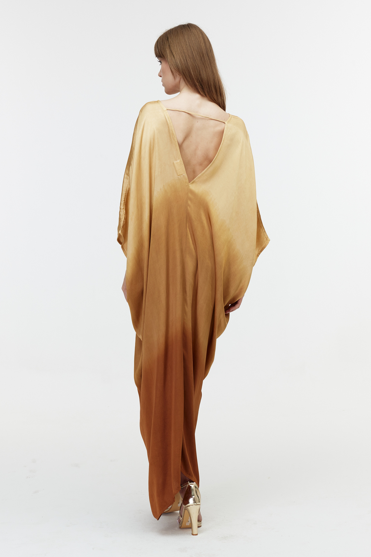 V yaka oversize thaidye bohem elbise 5