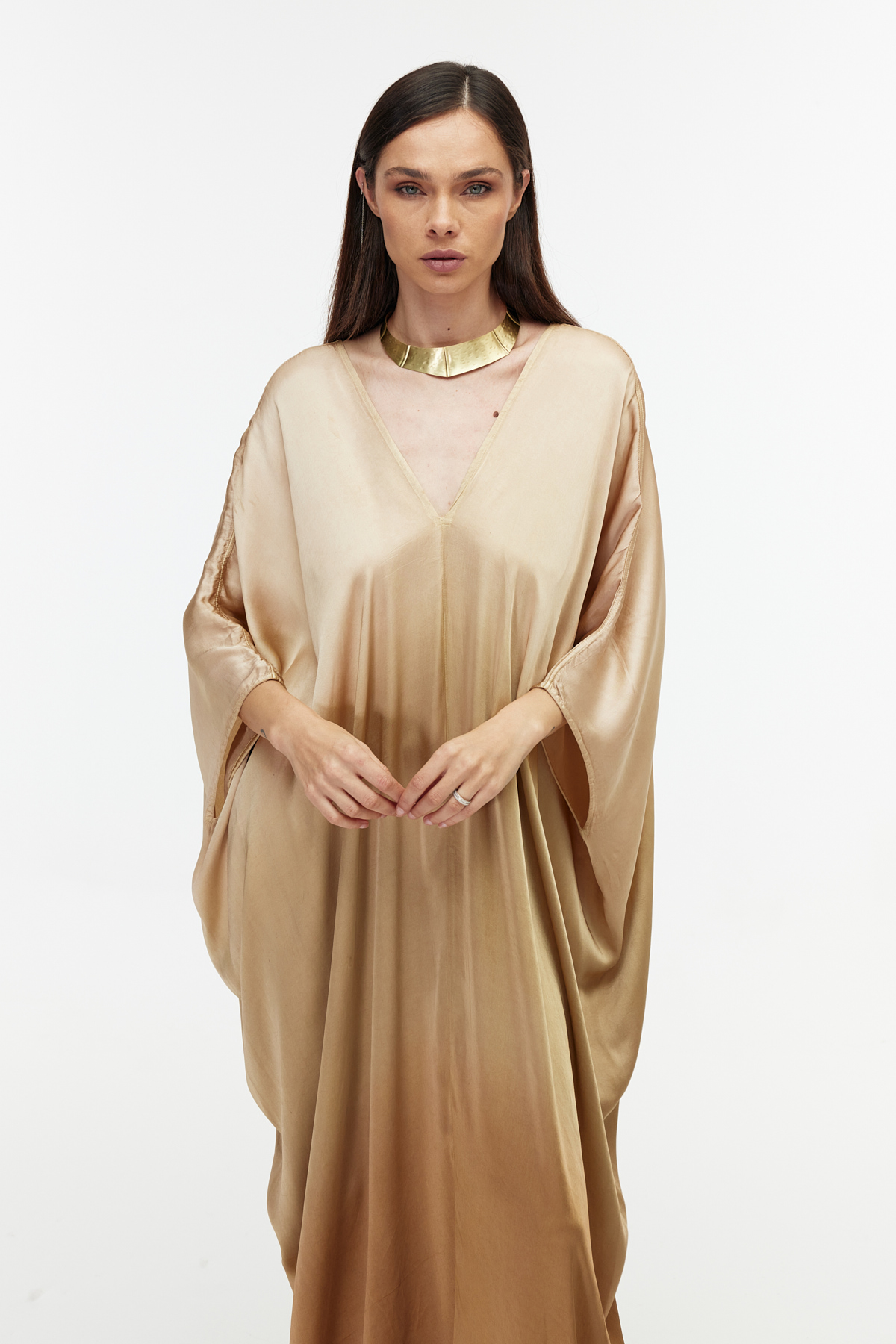 V yaka oversize thaidye bohem elbise 2