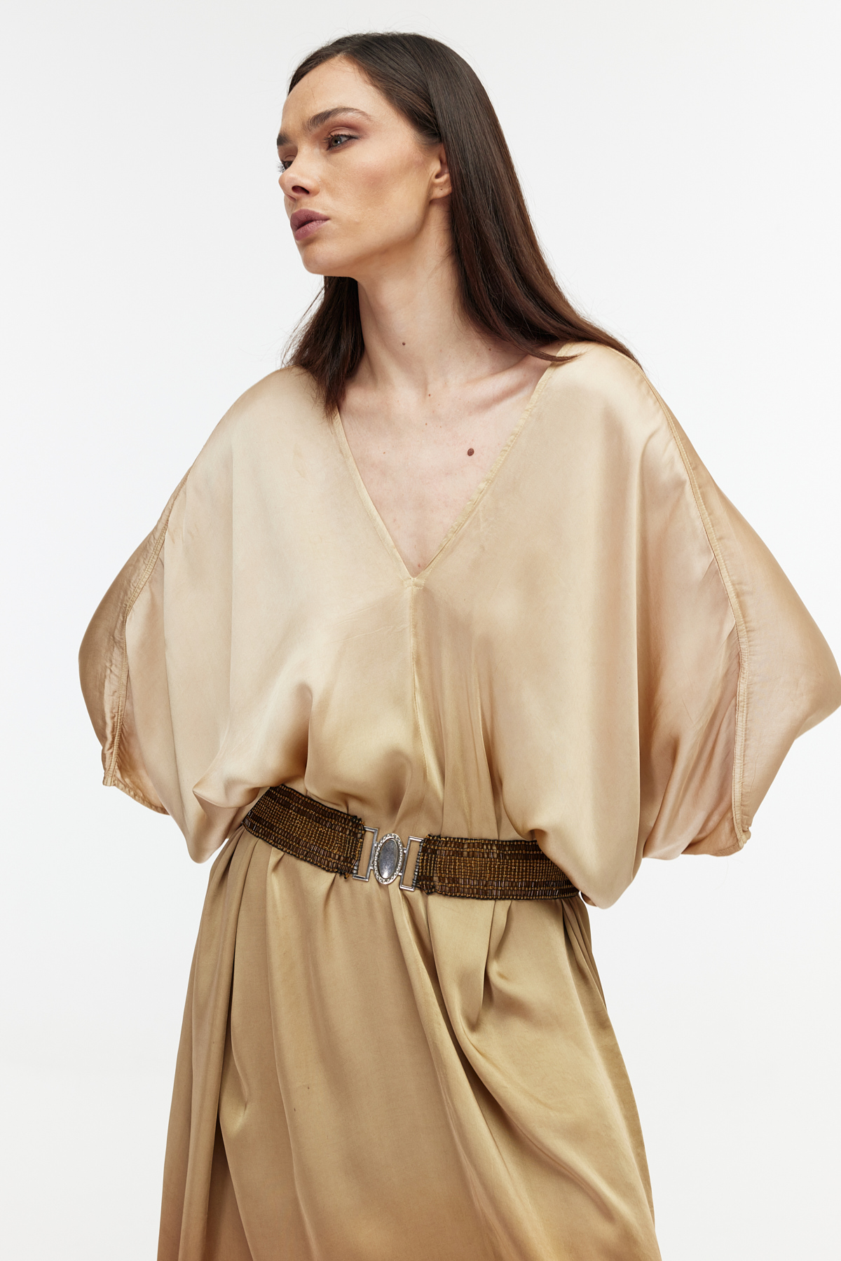 V yaka oversize thaidye bohem elbise 3